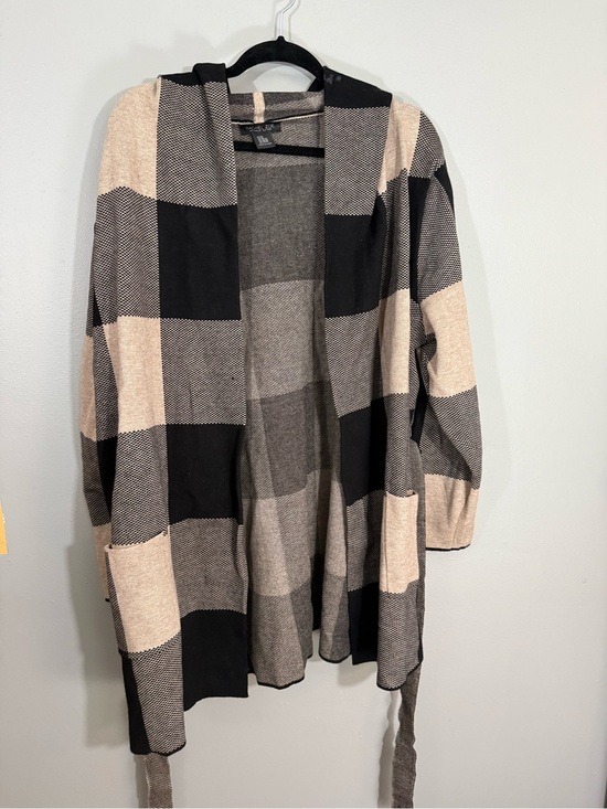 Rachel Zoe Sweaters - Rachel Zoe Black & Cream Plaid Open-Front Cardigan